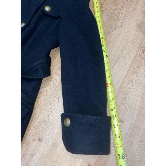 Trilogi Black Wool Blend Womens Belted Mid Length Coat Jacket Button Closure 10 - Picture 6 of 9